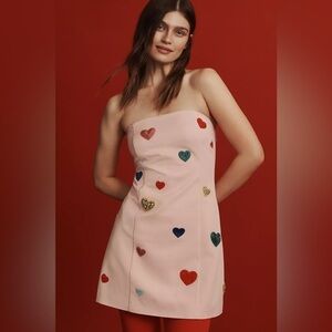 Mare Mare Strapless Heart-Embellished Mini Dress by Anthropologie
